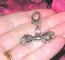 Silver colored Collar charm rawhide bone one inch 