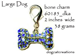 Charm 2 inch bone sapphire blue Bling for large dog or you tee hee 60185_dka