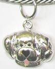 Larger dog facesilver colored charm