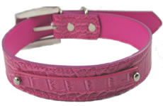 Collar Personalized fuchsia color textured crocodile finish for a large dog DogCatCreations exclusive design USD 29.99