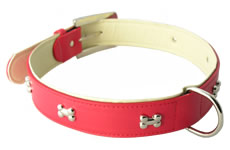 Dog Collar bone style with smooth matte finish for a giant dog Bright Red DogCatCreations exclusive design USD 39.99